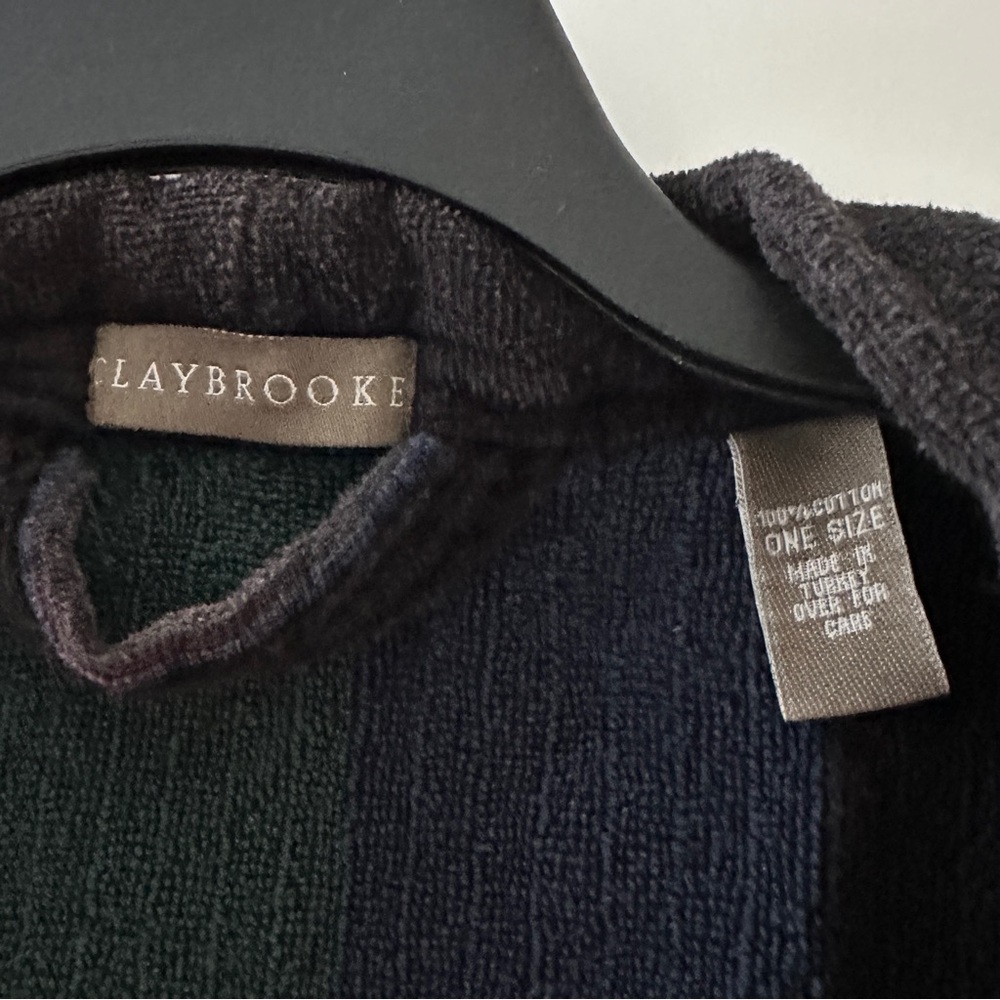 Vintage 80s/90s Claybrooke Green Blue Thick Terrycloth Robe Unisex One Size Bath - Picture 16 of 16